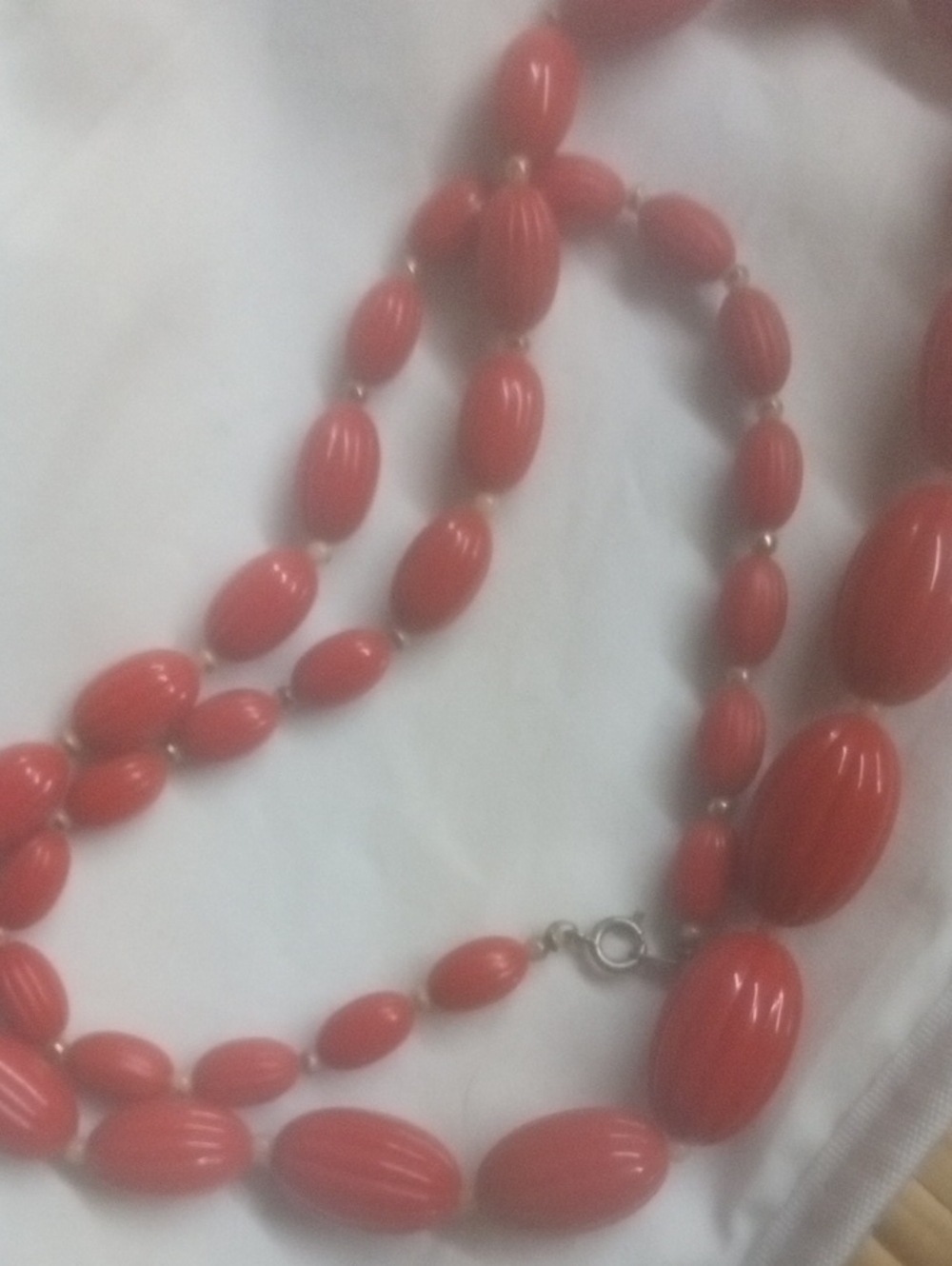 Coral Red Bead Necklace